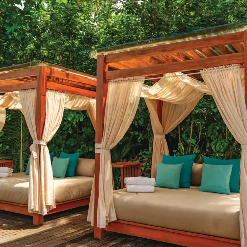 Outdoor cabanas at The Oryza