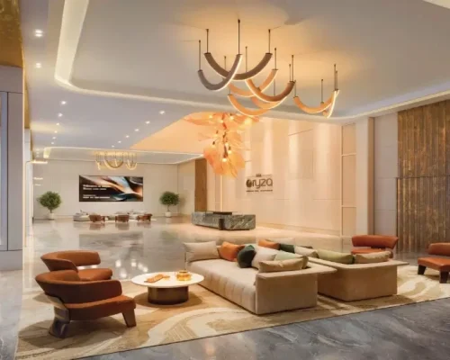 The Oryza luxury lobby with lounge seating